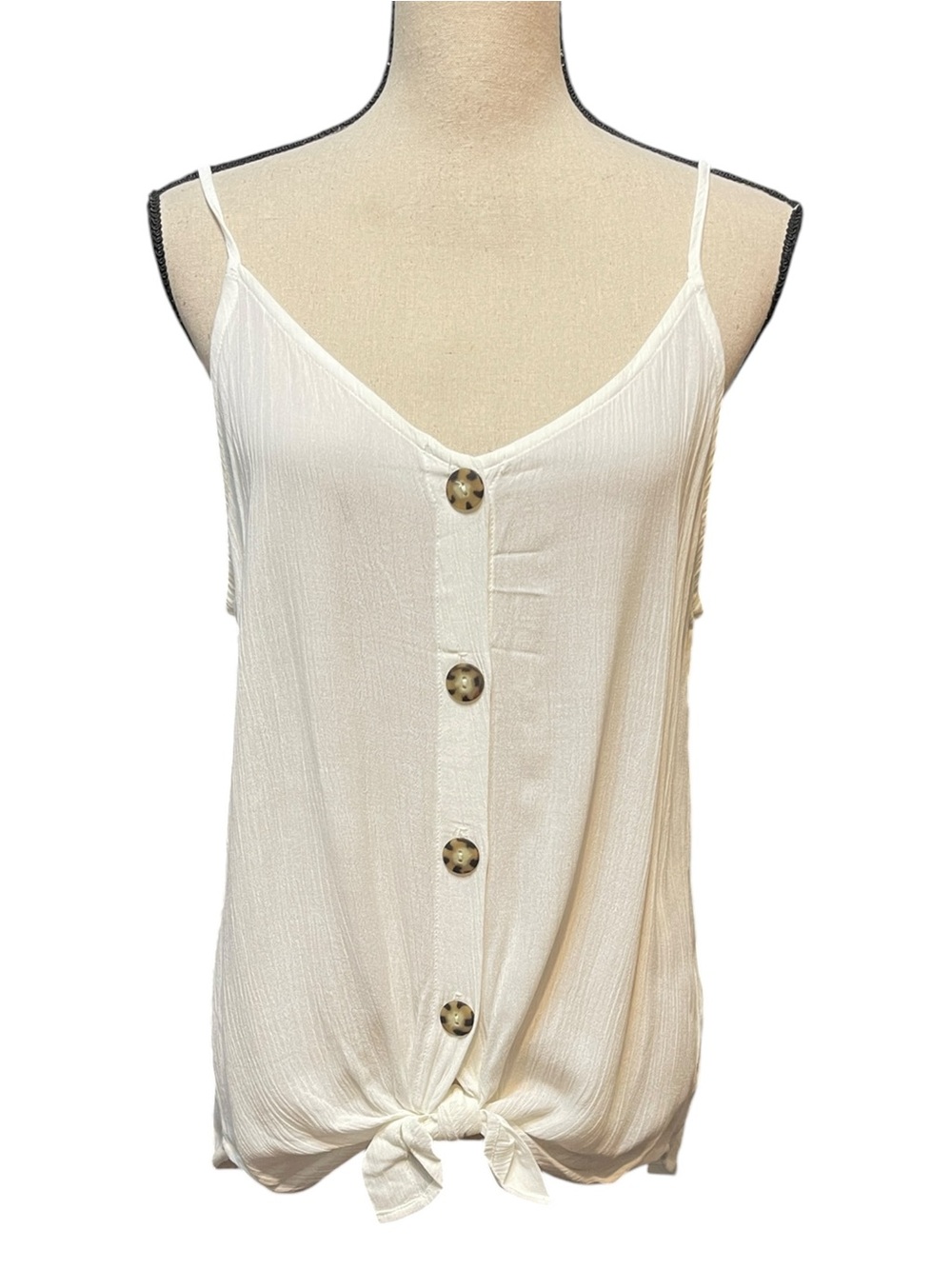 NWT‎ Brenda USA Boutique White Button Down Tie Front Cami Boho Summer Casual